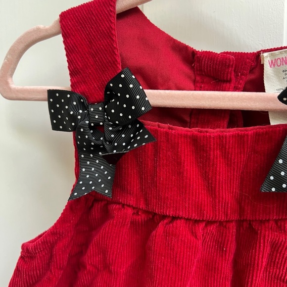 NWOT Wonderkids 18M Red And Black Corduroy Dress with Ladybugs - Picture 4 of 5